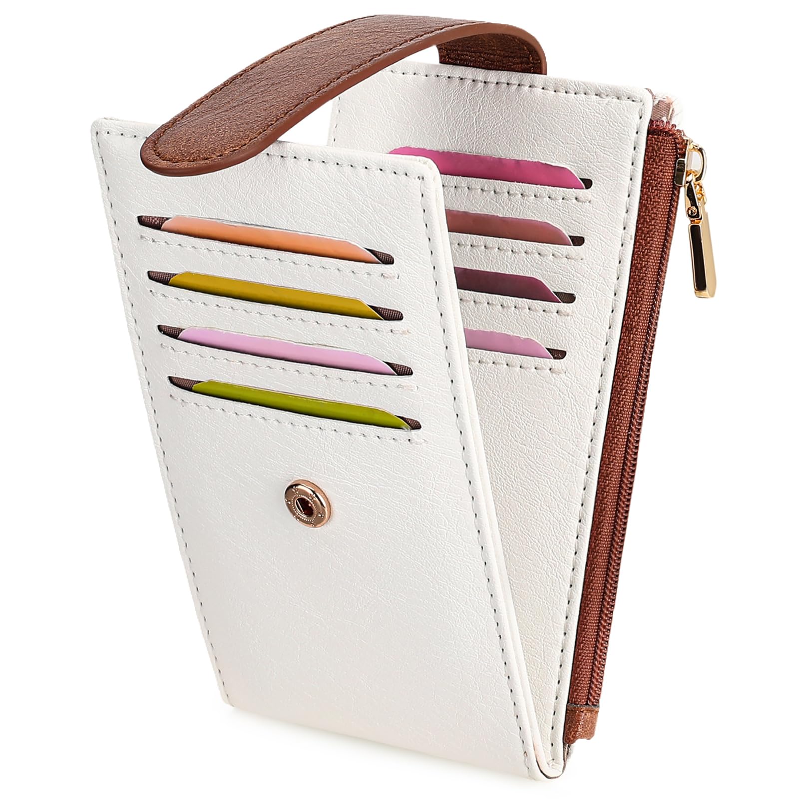 FALAN MULE Geldbörse Damen, Damen Geldbeutel Klein mit RFID-Schutz, Mini Geldbeutel Frauen mit Zipper Brieftasche, Leder Portmonee mit 12 Kartenfächer, Münzfach Portemonnaie