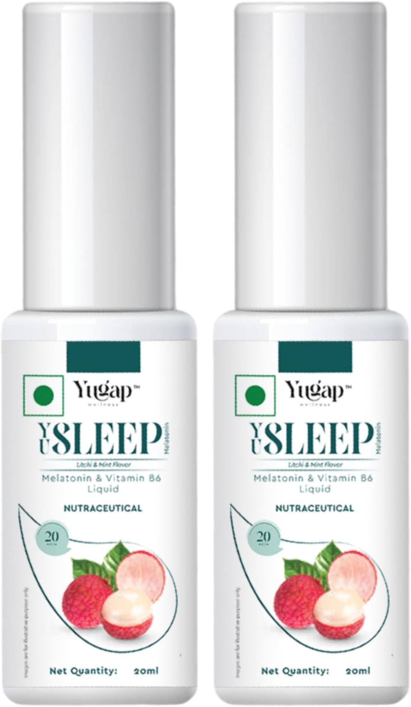 Yugap Melatonin 40 ml Yu'Sleep For Men & Women With Vitamin B6 | Faster And Better Acting Than High Dose Sleeping Pills & Tablets | Non-Habit Forming | Natural Stress Relief & Better Sleep (200 Sprays, 20ML+20ML)