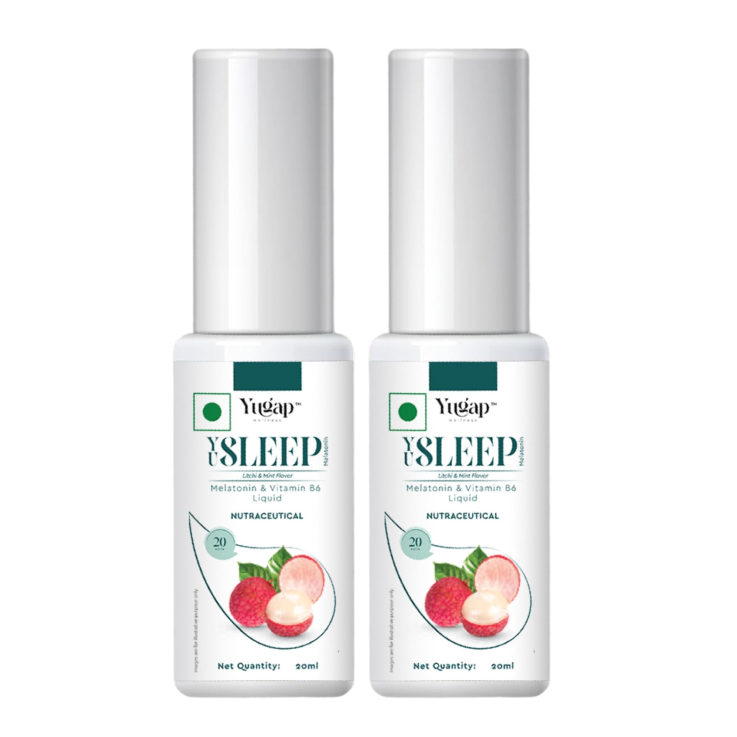 Yugap Melatonin 40 ml Yu'Sleep For Men & Women With Vitamin B6 | Faster And Better Acting Than High Dose Sleeping Pills & Tablets | Non-Habit Forming | Natural Stress Relief & Better Sleep (200 Sprays, 20ML+20ML)