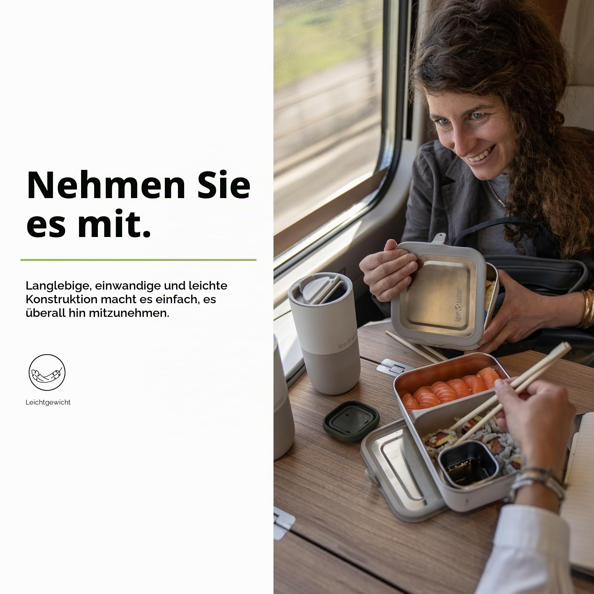 Klean Kanteen Rise Lunch Box Brotdose aus Edelstahl in der Farbe Tofu, auslaufsicher, 592ml, 1010621