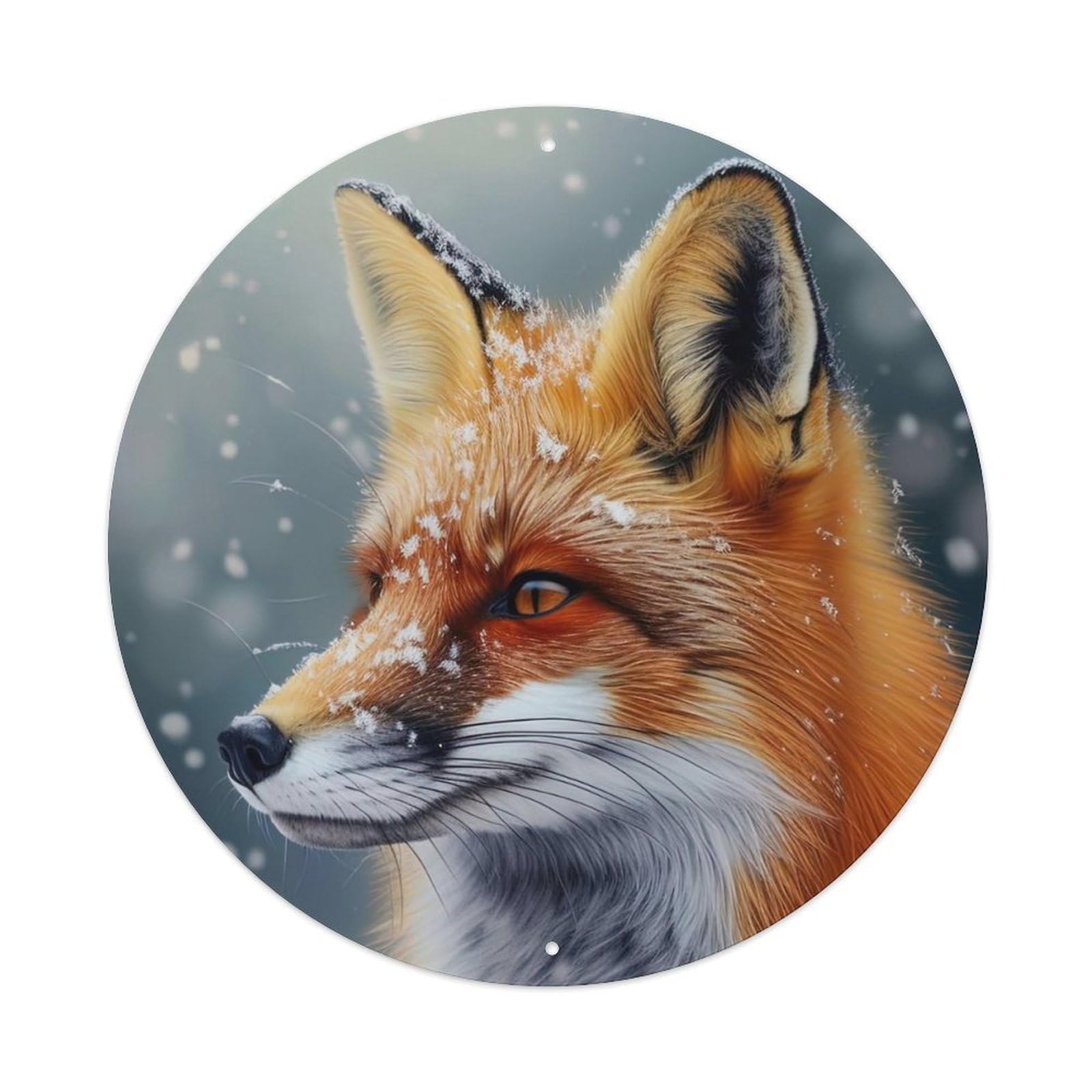Animal Fox in The Snowy Day Metal Tin Sign