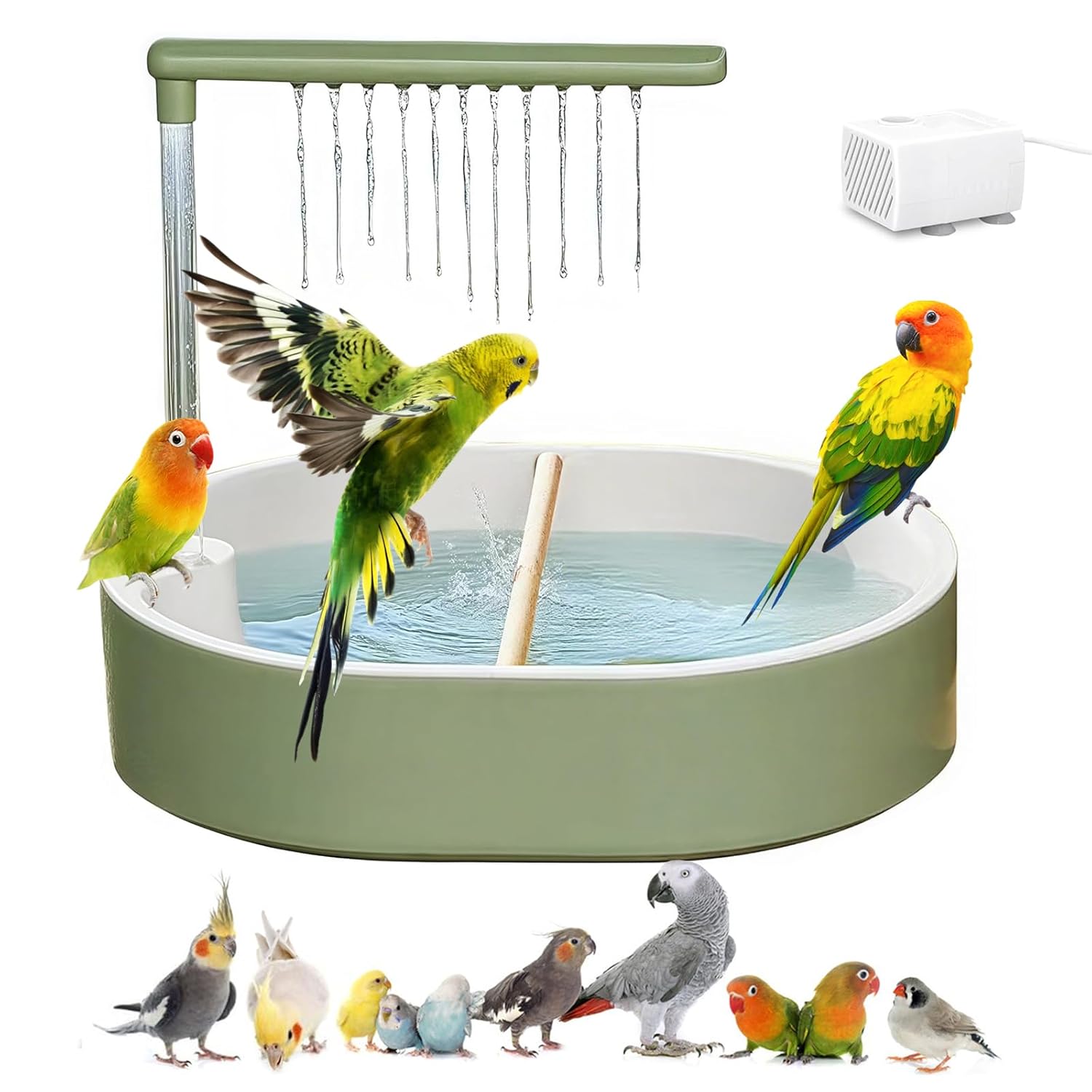 Parrot Bathtub Bird Automatic Bath Shower,Large Bird Shower Fountain Indoor Bathtub with Running Water, Contains USB and Pump,for Pet Birds, African Grey, Cockatiel, Conure,...
