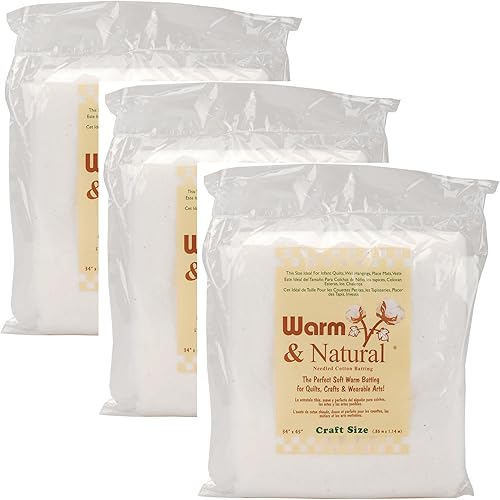 Warm Company Warm Company Warm and Natural Cotton Batting Craft Size 34 inch x 45 inch 2310W (3-Pack)3