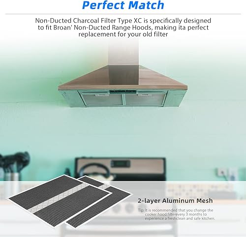 Miniatura 5 de HPF30 - Kit de filtros de carbón sin conductos para campana extractora, para modelos Broan de doble filtro S97020466 compatible con filtros XC de la