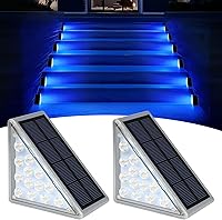 Vista 9 de Luces LED Solares para Escalones Impermeables Luces de Escalera para Exteriores, Luz Solar de Cubierta Blanca Cálida IP67 Luces de Decoración