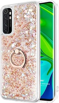Microsonic Xiaomi Mi Note 10 Lite için Kılıf Glitter Liquid Holder Gold [Mi Note 10 Lite ile Uyumlu Kılıf - Gold]