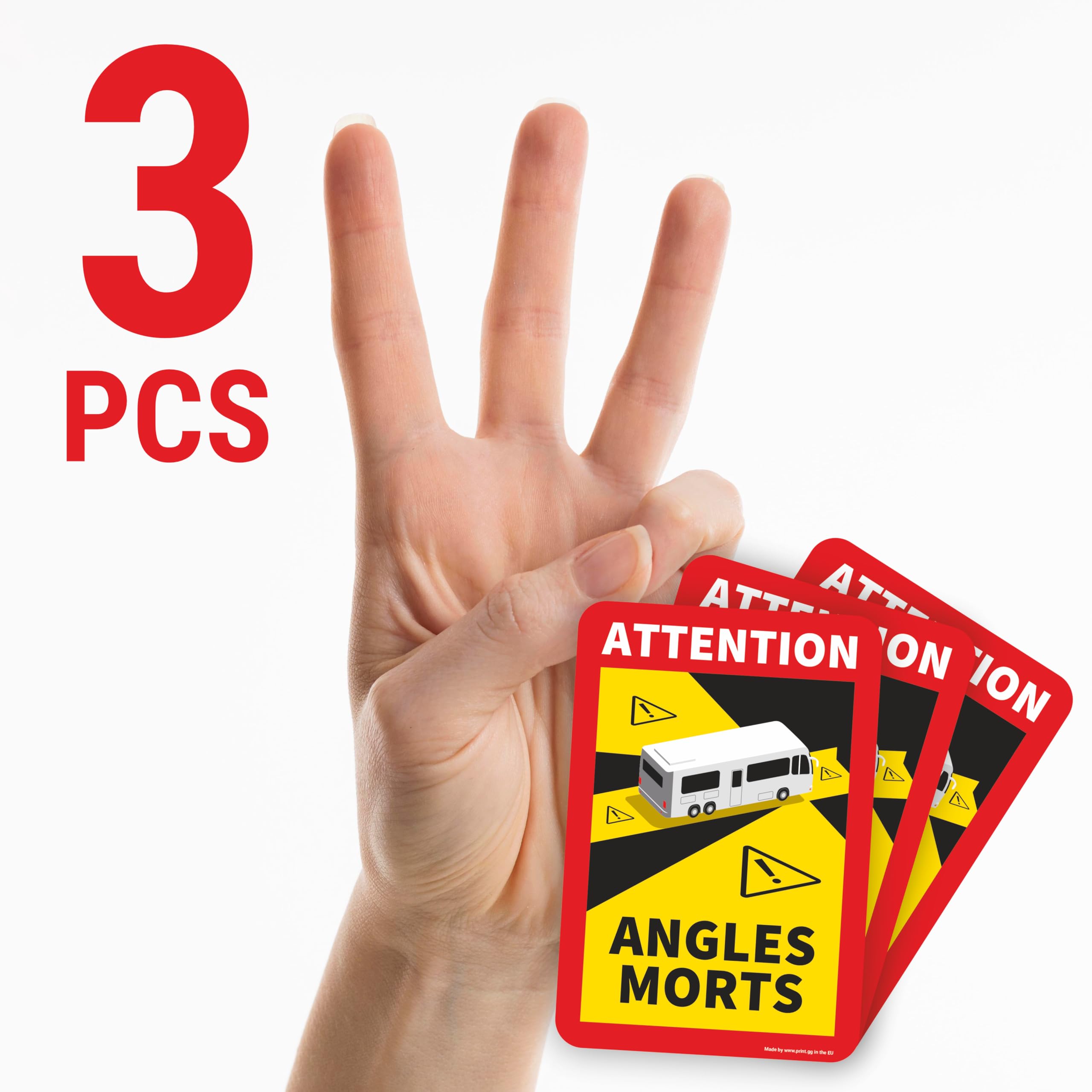 PRINT.GG Autocollant Magnétique Pour Camion, Voiture, Bus, Moto, Camping-Car En France - 48 Pièces - 17 X 25 Cm - Angles Morts Avertissement Attention