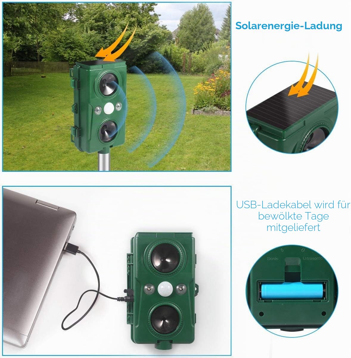Solar-Schreck für Wildschweine, Füchse und Wölfe | große Farmen | Nutzpflanzen | Geflügel- und Viehzucht und Schafe | Platzierung in Durchgangsbereichen |
