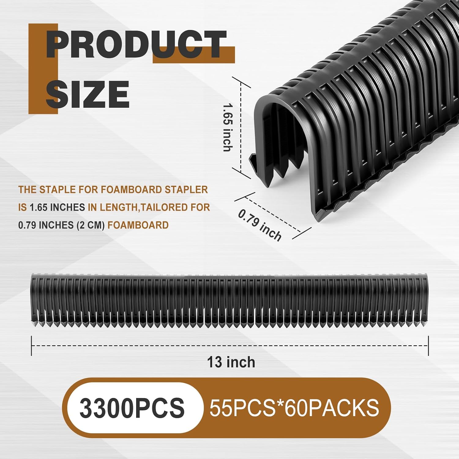 Beeveer 3300 Pcs Staple for Foamboard Stapler 1.65″ Staples for 1″ and 2″ Foam Board, Binding Various Floor Heating Pipes, Black (Pex Stapler Not Included)