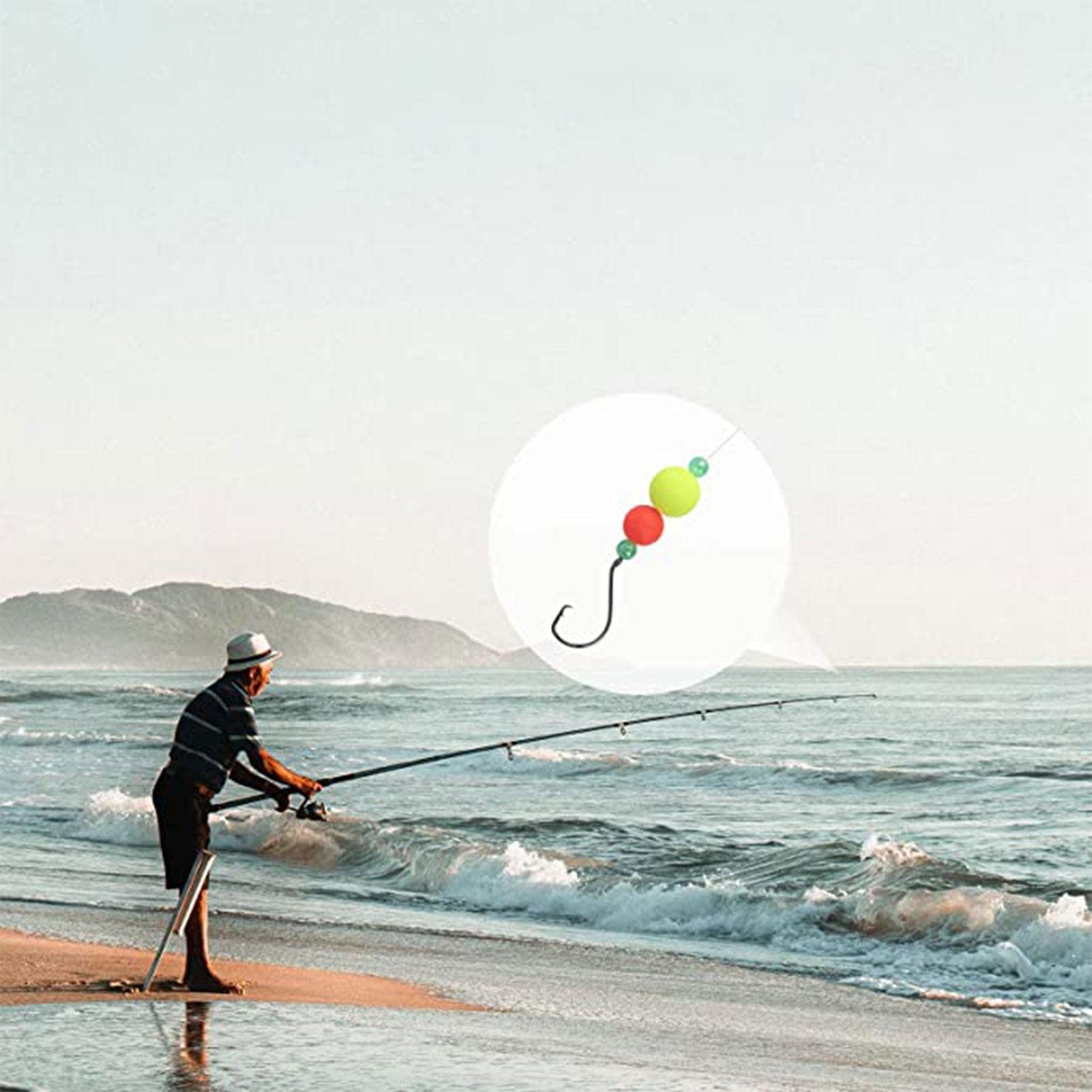 Perline di Lenza - 100 Pezzi a Bagliore Luminoso a Colori Misti | Lenza da Pesca Colorata in Gomma Morbida per Acqua Salata e Dolce