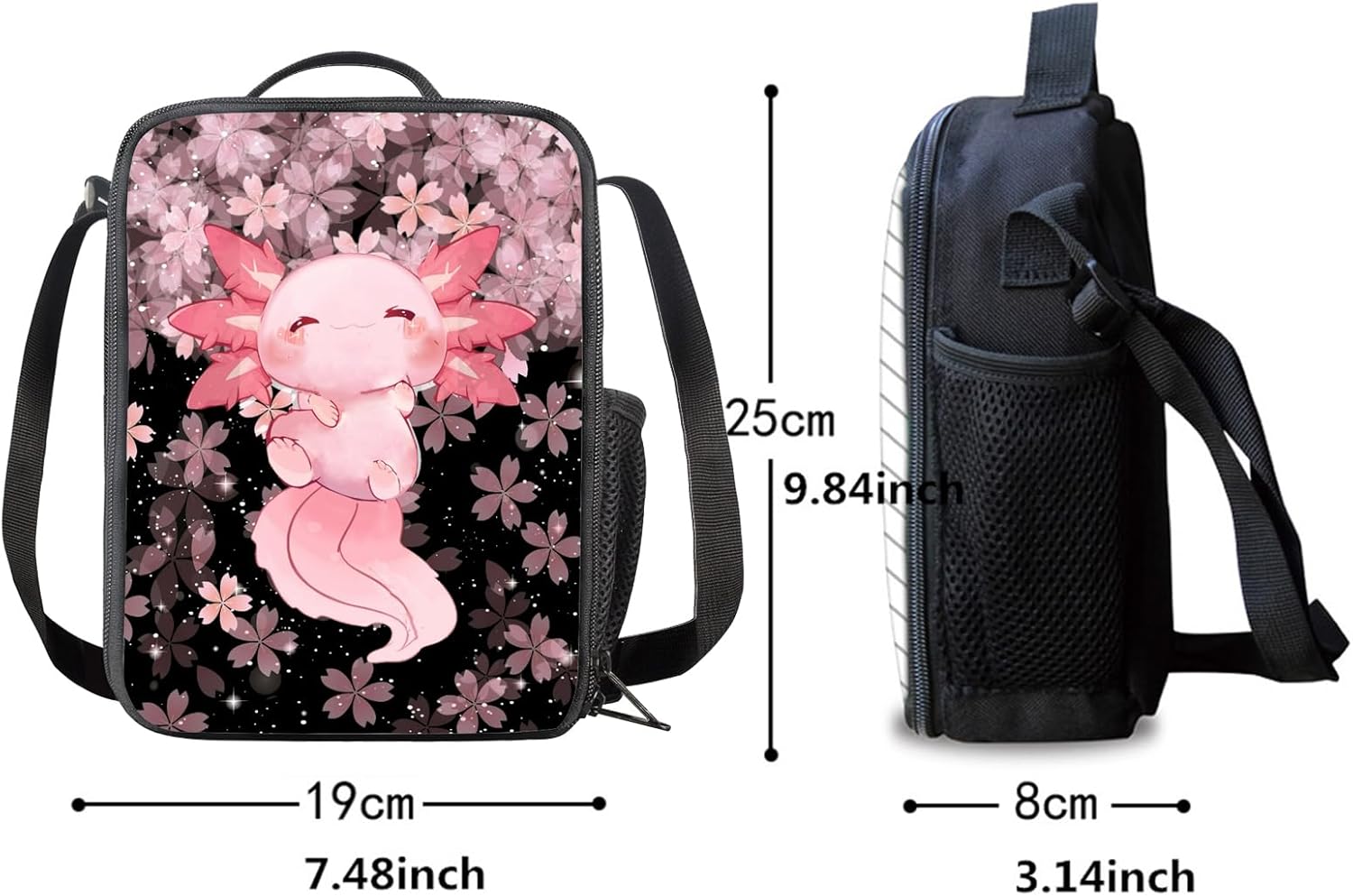 Upetstory Cute Axolotl Backpack for Kids School Bag 4-in-1 Bookbag Set with Lunch Box Pencil Case Water Bottle Sleeve for Teen Girls Boys Schoolbag Elementary Preschool Bookbag Satchel
