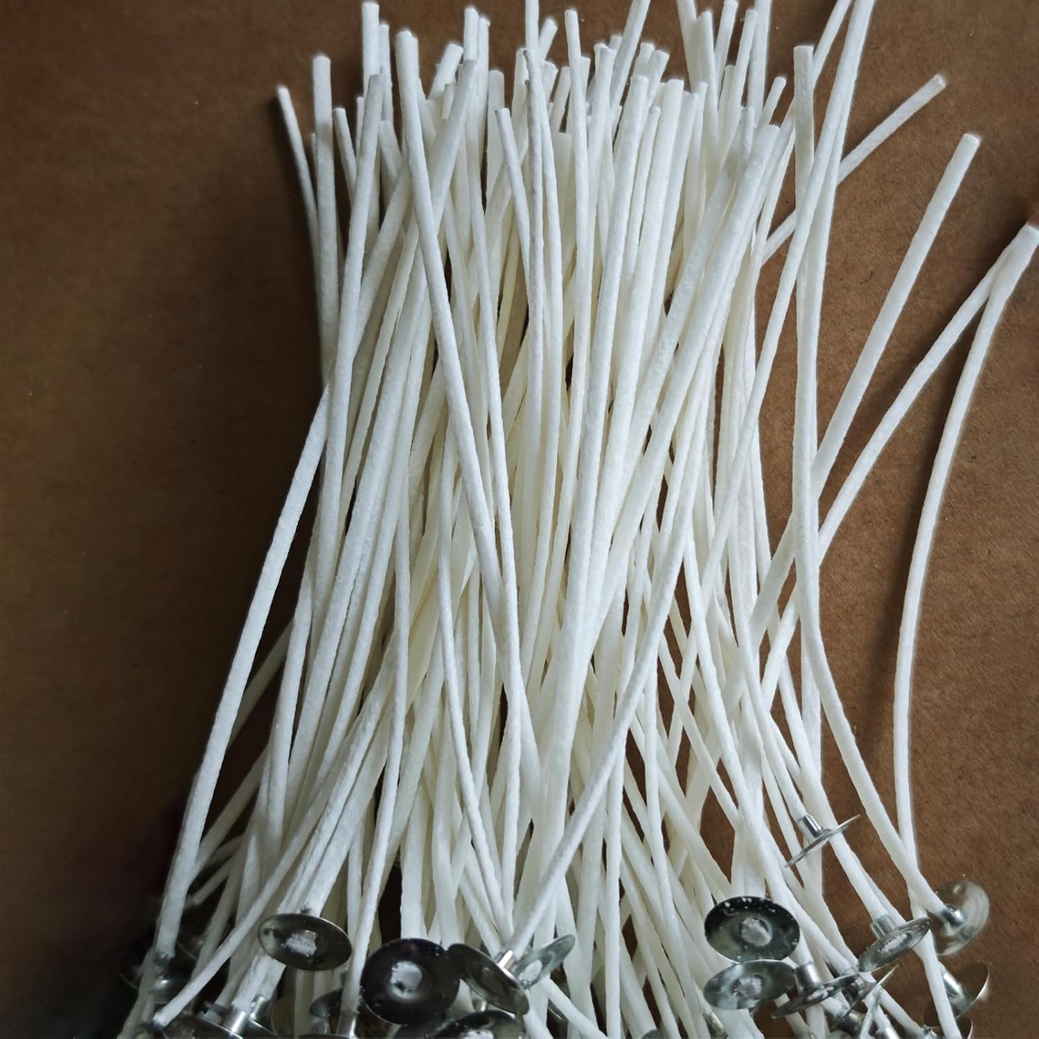 6 inch Pre-Waxed Candle Wicks - 100 Pcs Wicks with 100 Wick Stickers & 1 Gold Tray Holder, Low Smoke Wicks for DIY Candle Making, Soy Wax, Beeswax, Coconut Wax (Silver, 9)