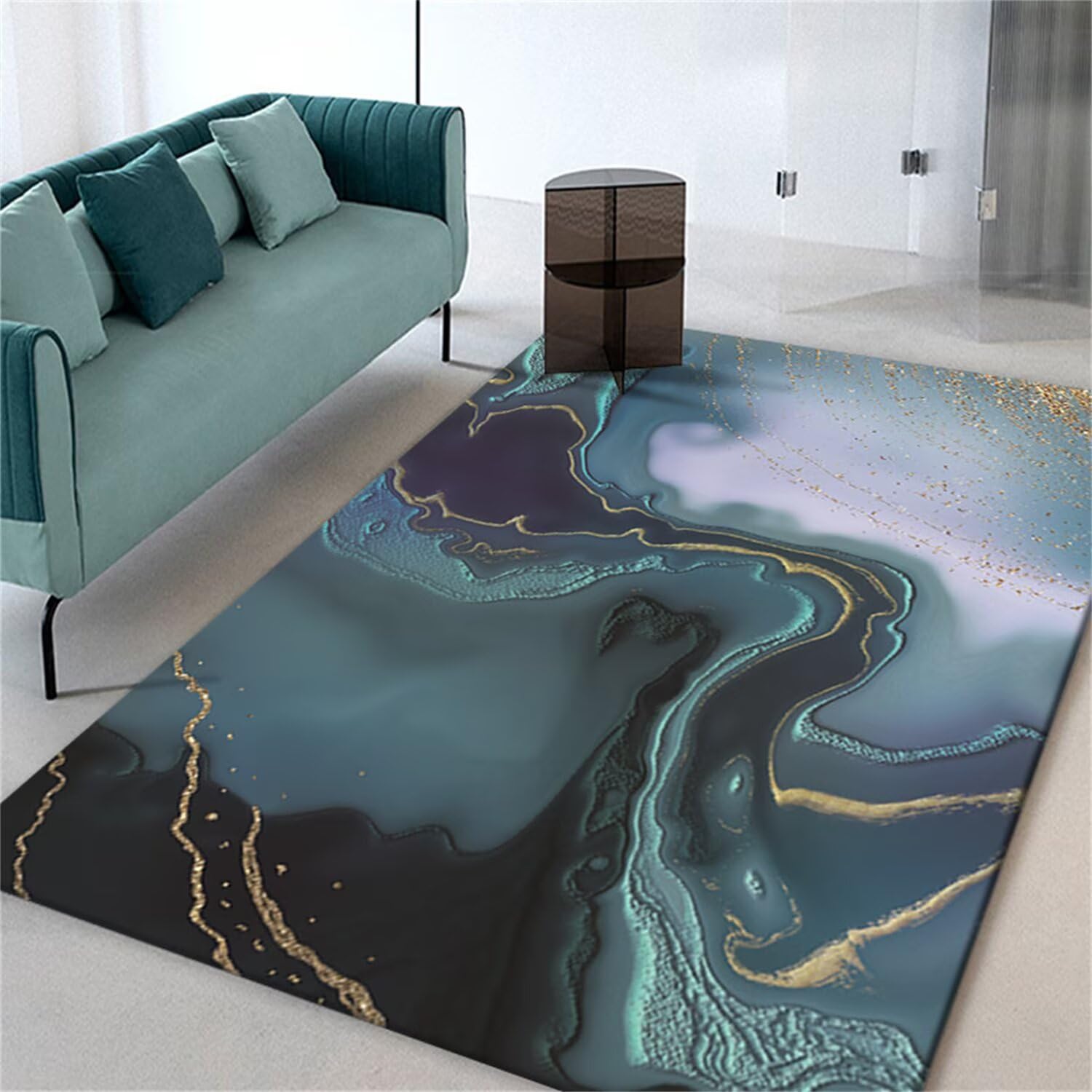 Tapis lavable extérieur 200x300cm grand tapis de couleur motif vert