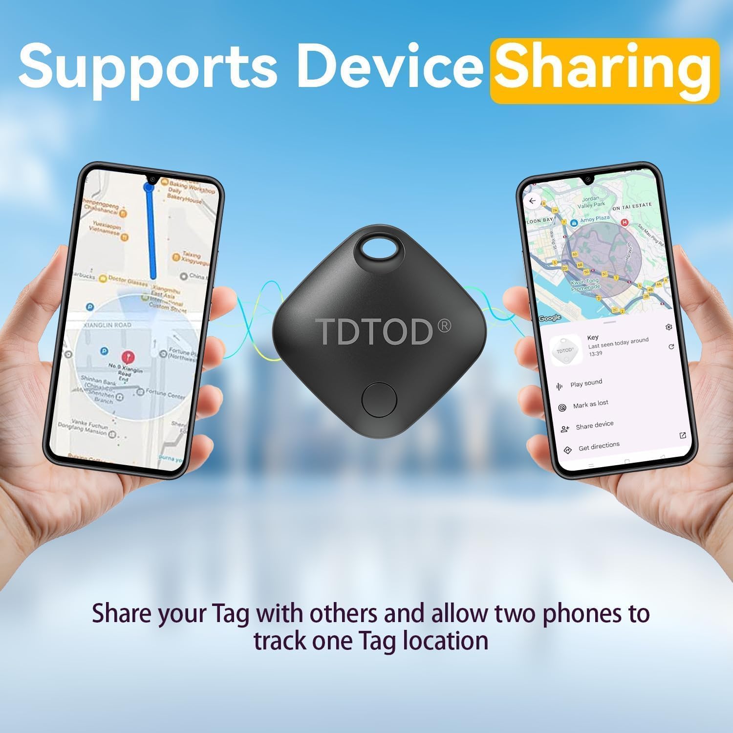 Tracker Tag Android GPS Localizzatore Bluetooth per Chiavi Bagagli (nero)