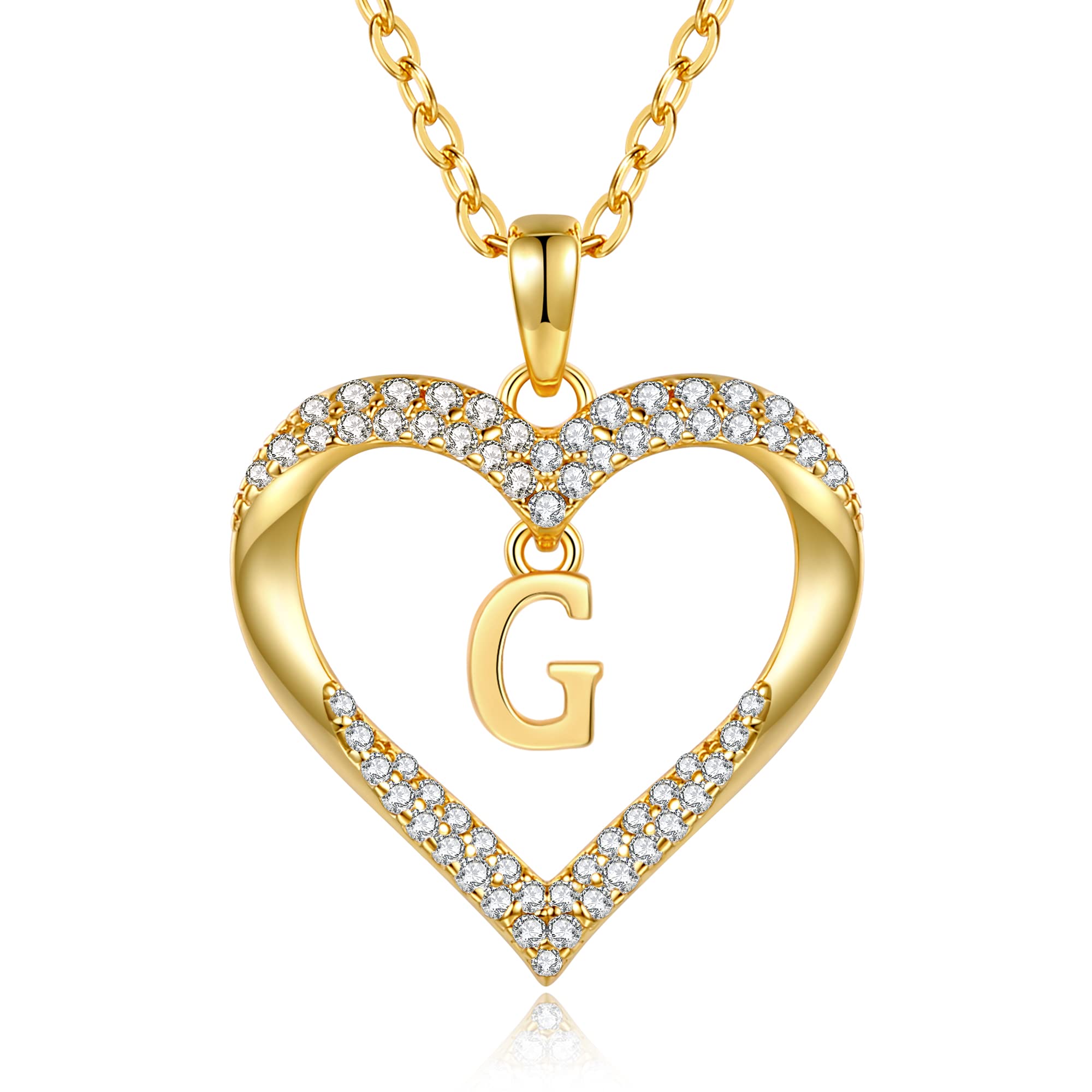 CDE Collana da donna placcata in oro 18 carati, con ciondolo a forma di cuore iniziale, per donna, A-Z, personalizzata, regalo di compleanno per adolescenti, ragazze, donne, fidanzate, San Valentino,