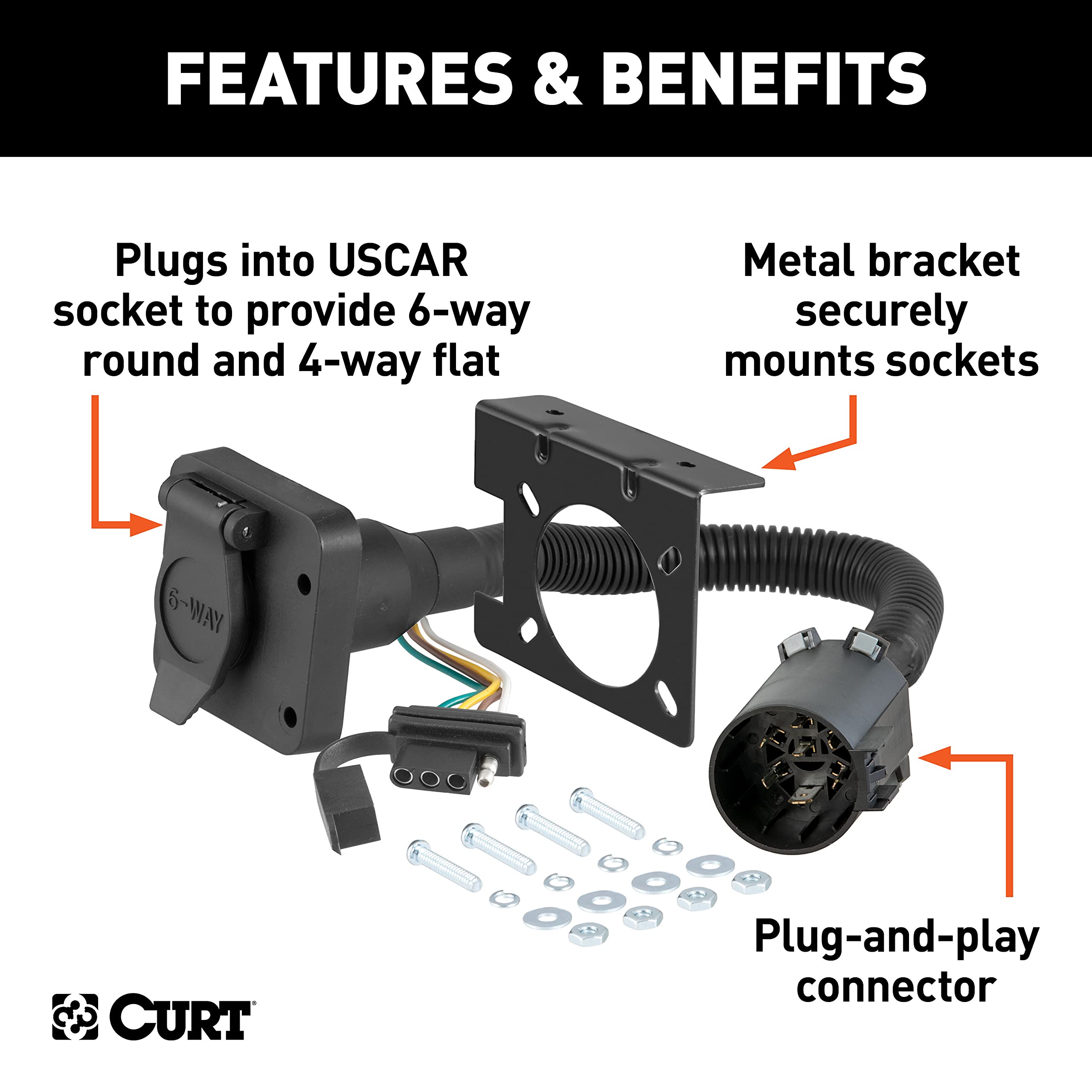 Amazon.com: CURT 55664 Dual-Output Vehicle-Side 6-Pin, 4-Pin