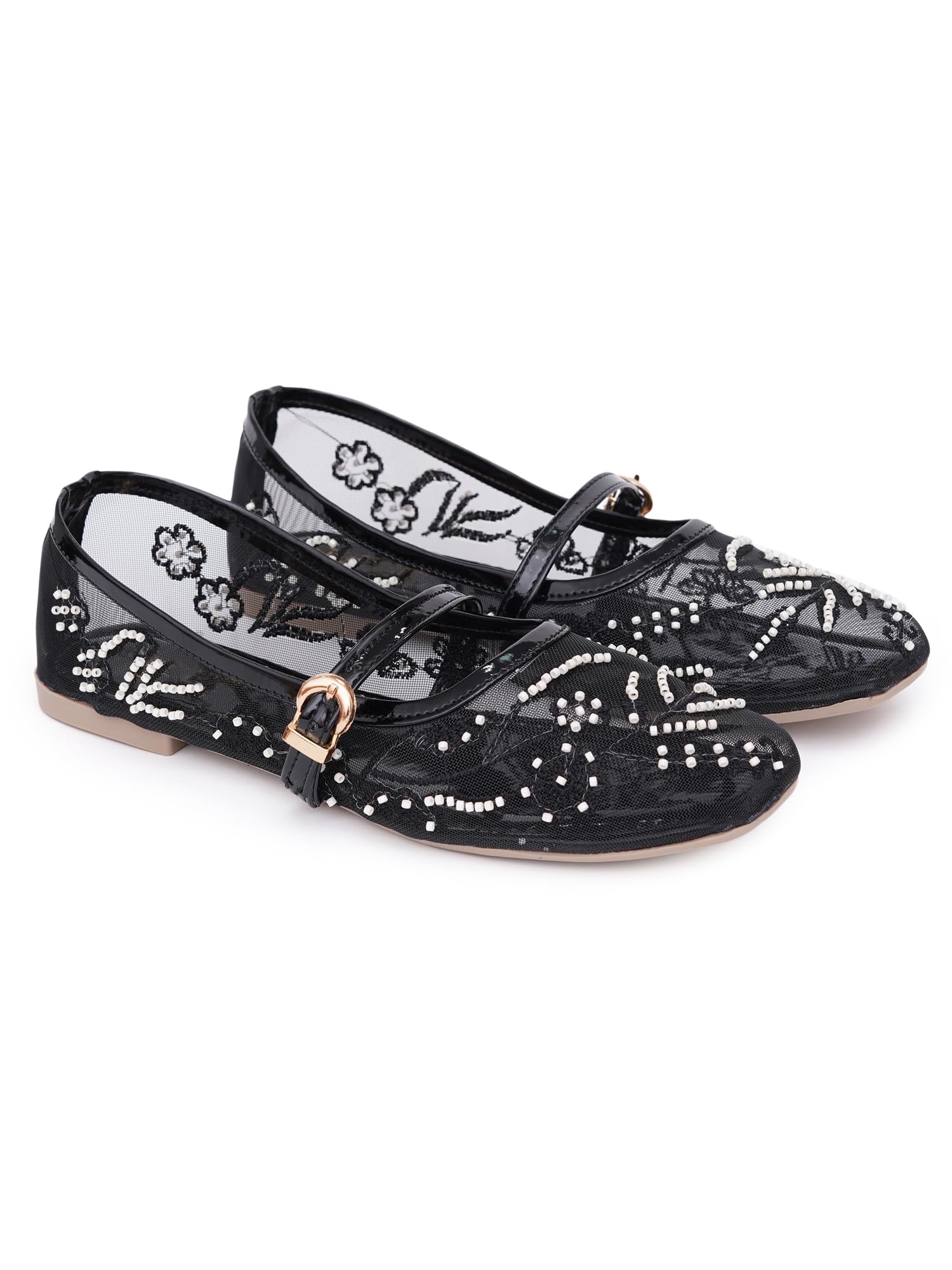 Womens Mellora Elegant Mesh Mary Jane Ballerina Flats for Women & Girls | Slip-On Comfortable Stylish Casual Footwear-image-11