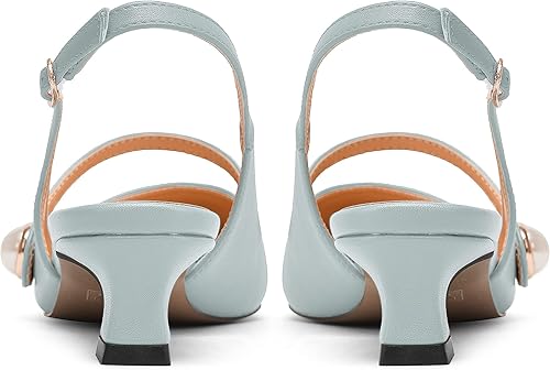 Miniatura 4 de WAYDERNS Zapatos de tacón bajo con hebilla sólida para mujer, con puntera puntiaguda, color mate, 1.5 pulgadas