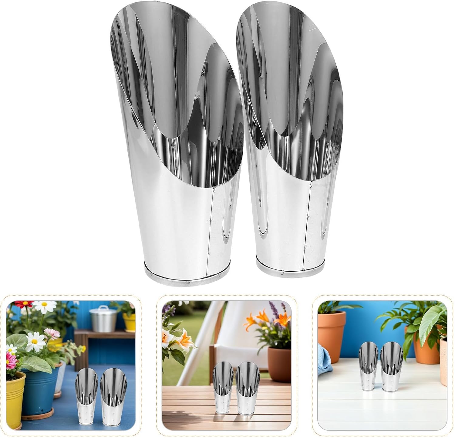 2pcs Stainless Steel Soil Loosening Digging Scoop for Planting | Cylindrical Shape, Comfortable Grip with Ergonomic Design, Wear Resistant Construction for Soil Aeration