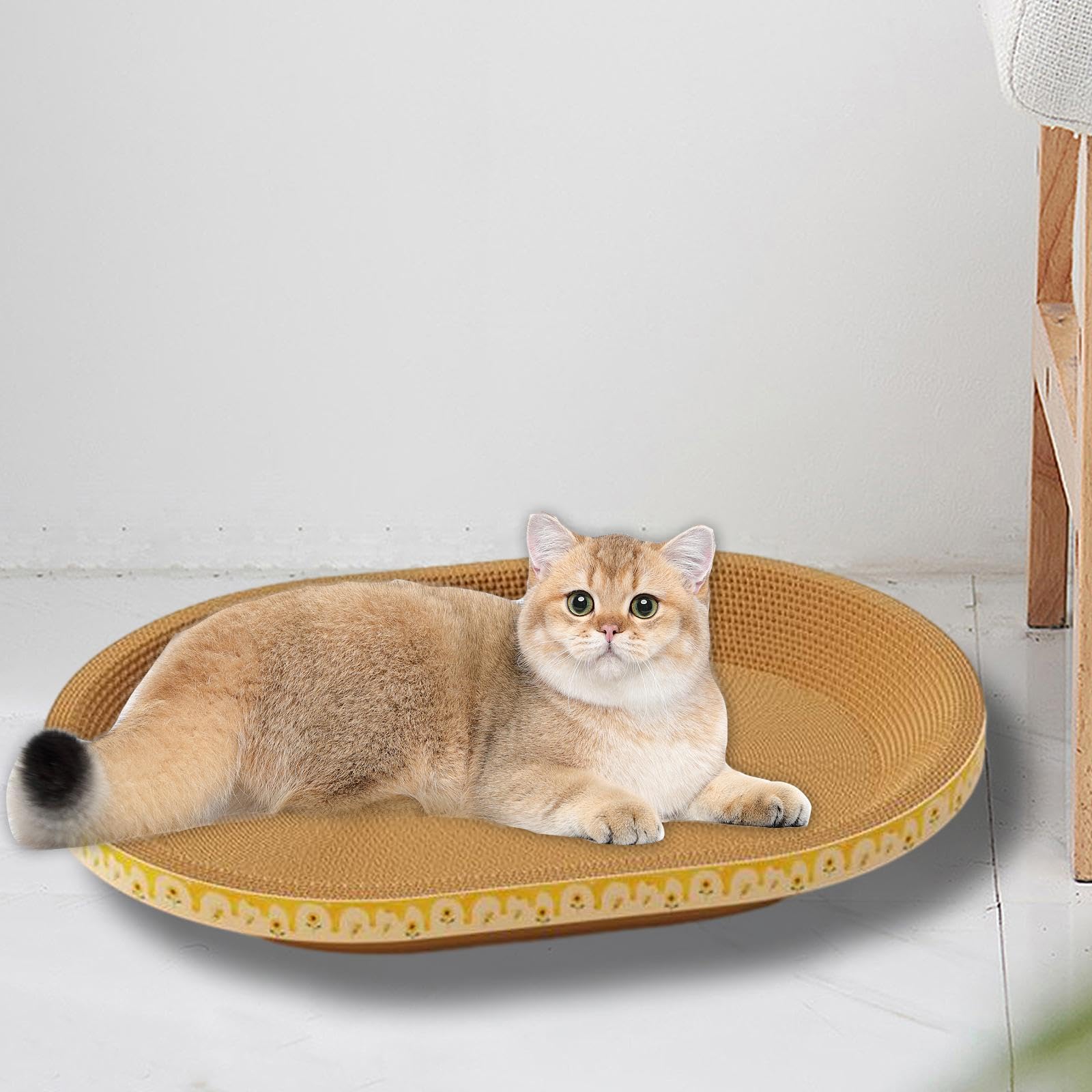 Kratzbrett für Katzen Kratzmatte Katzenbett Wellpappe Oval Krallenpflege Katzenzubehör Zum Schutz von Teppichen für Zuhause Katze Wohnzimmer, XXL