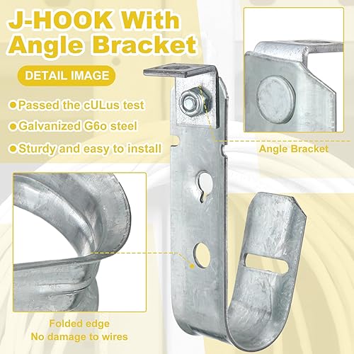 Miniatura 3 de Zonon 25 ganchos en J para montaje en techo, organización de cables, acero galvanizado resistente, ganchos en J para colgar y fijar a superficies
