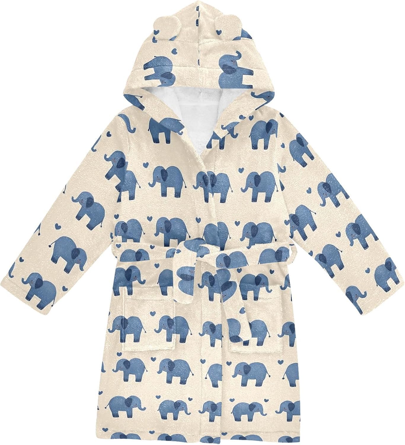 senya Heart Cute Animal Toddler Hooded Bathrobe Kids Soft Plush Bath Towel Robes for Boys Girls 2-12 Years