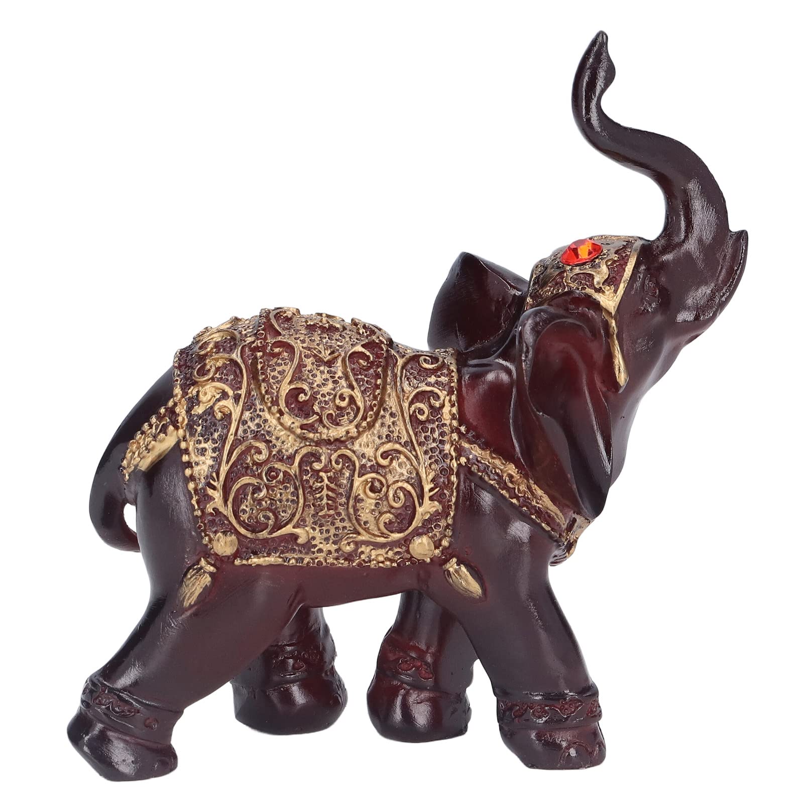 AUNMAS Elephant Figurine Statue, Vintage Black Gold Resin Elephant Delicate Texture Retro Symbolize Power Good Luck Prosperity Elephant Ornament for Home Office Temple Decoration