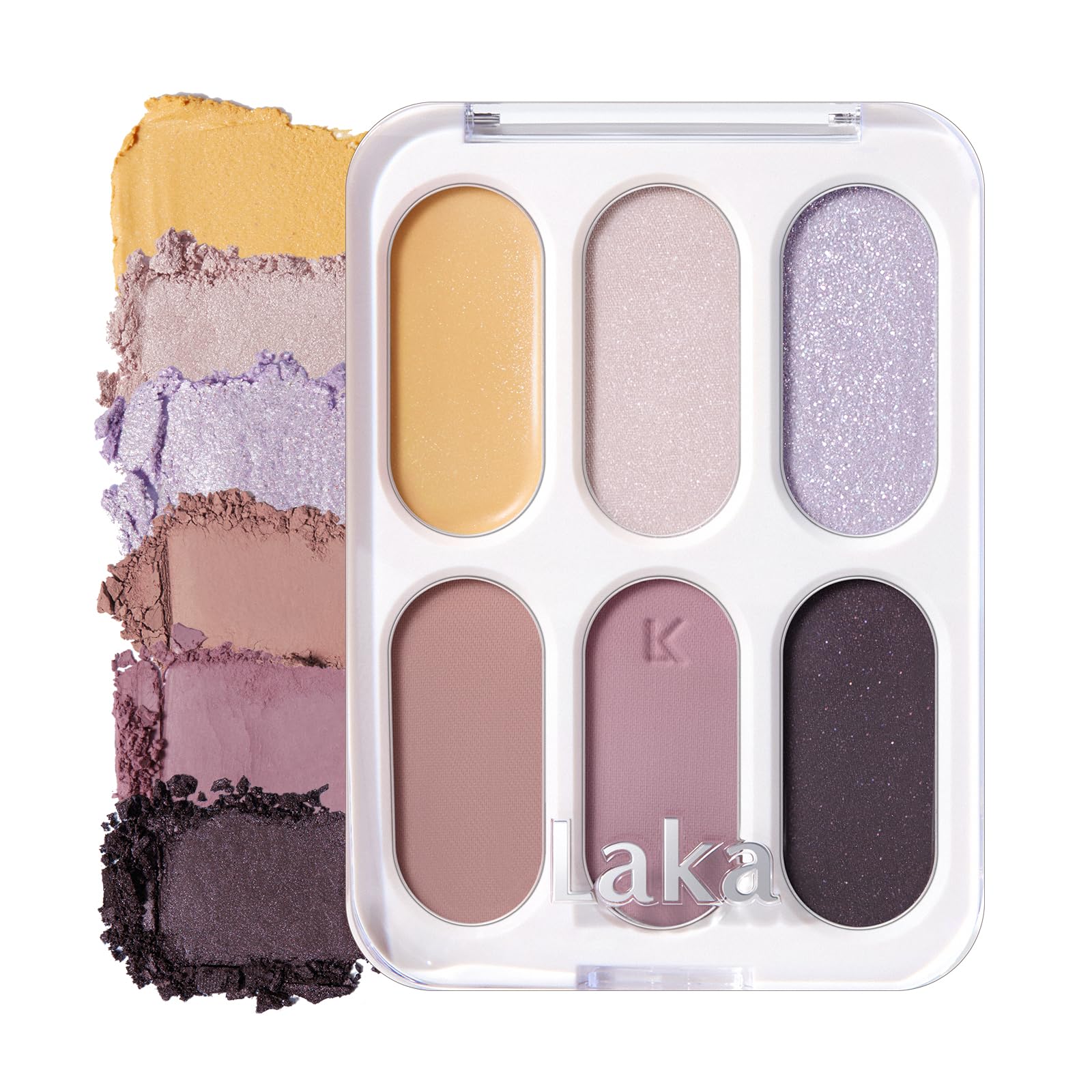 Laka Forever 6 palette di ombretti, 6 tonalità opache, luccicanti e scintillanti, a strati, colori facili da sfumare per un look quotidiano e vivace, vegano, K-Beauty