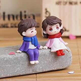 eCraftIndia Valentine Gift for Girlfriend Boyfriend| Plastic Cute Boy Girl Sitting Couple Statue Decorative Showpiece | Va Price In India