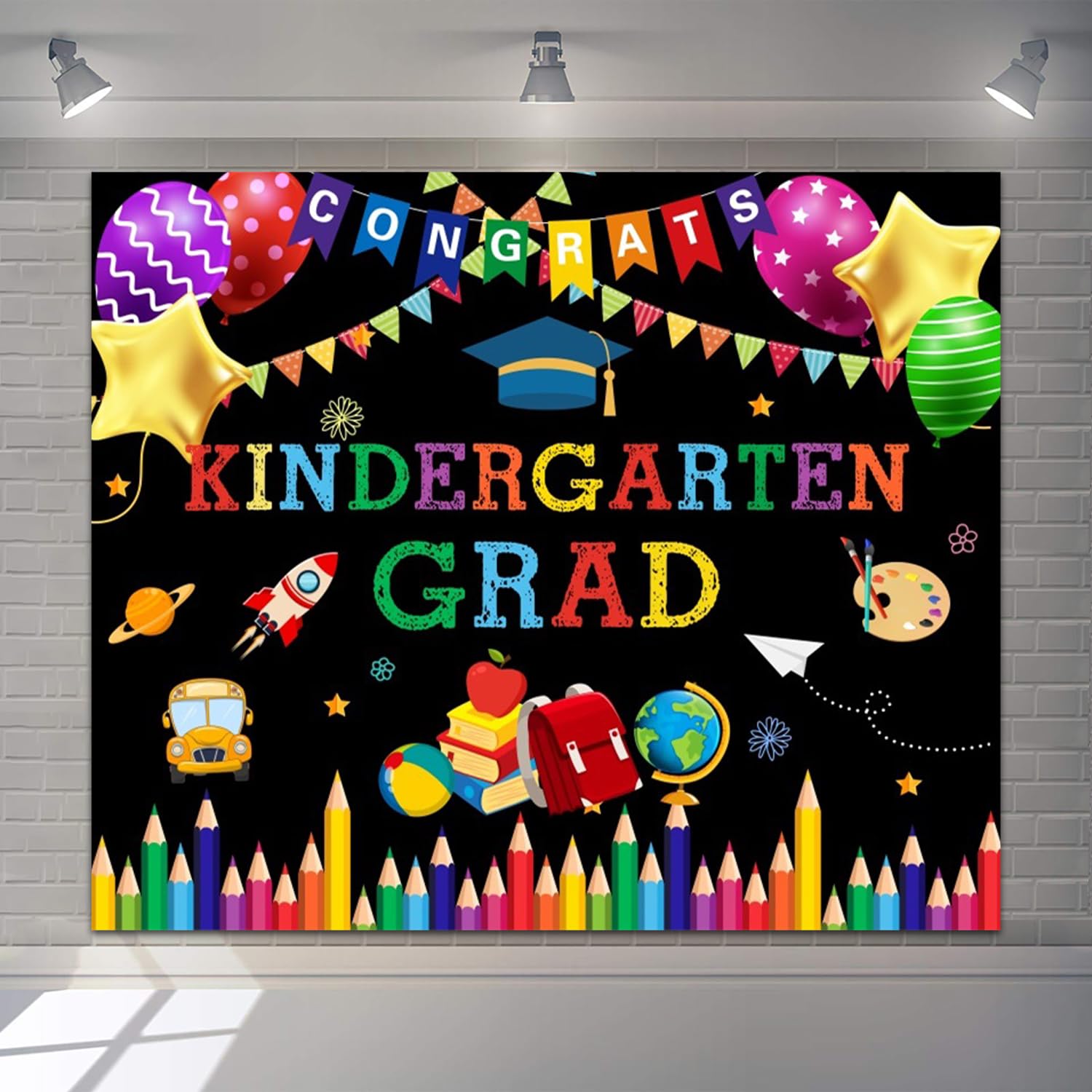 Preschool Kindergarten Graduation Backdrop Congrats Grad Photo 10x8ft Vinyl 2025 Graduation Photography Backdrops Children Colorful Photoshoot