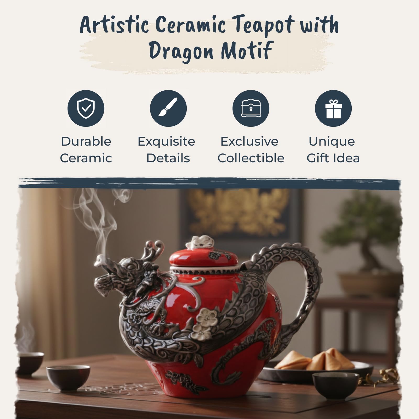 Amazon｜Blue Sky Ceramics レッドドラゴン ティーポット マルチ