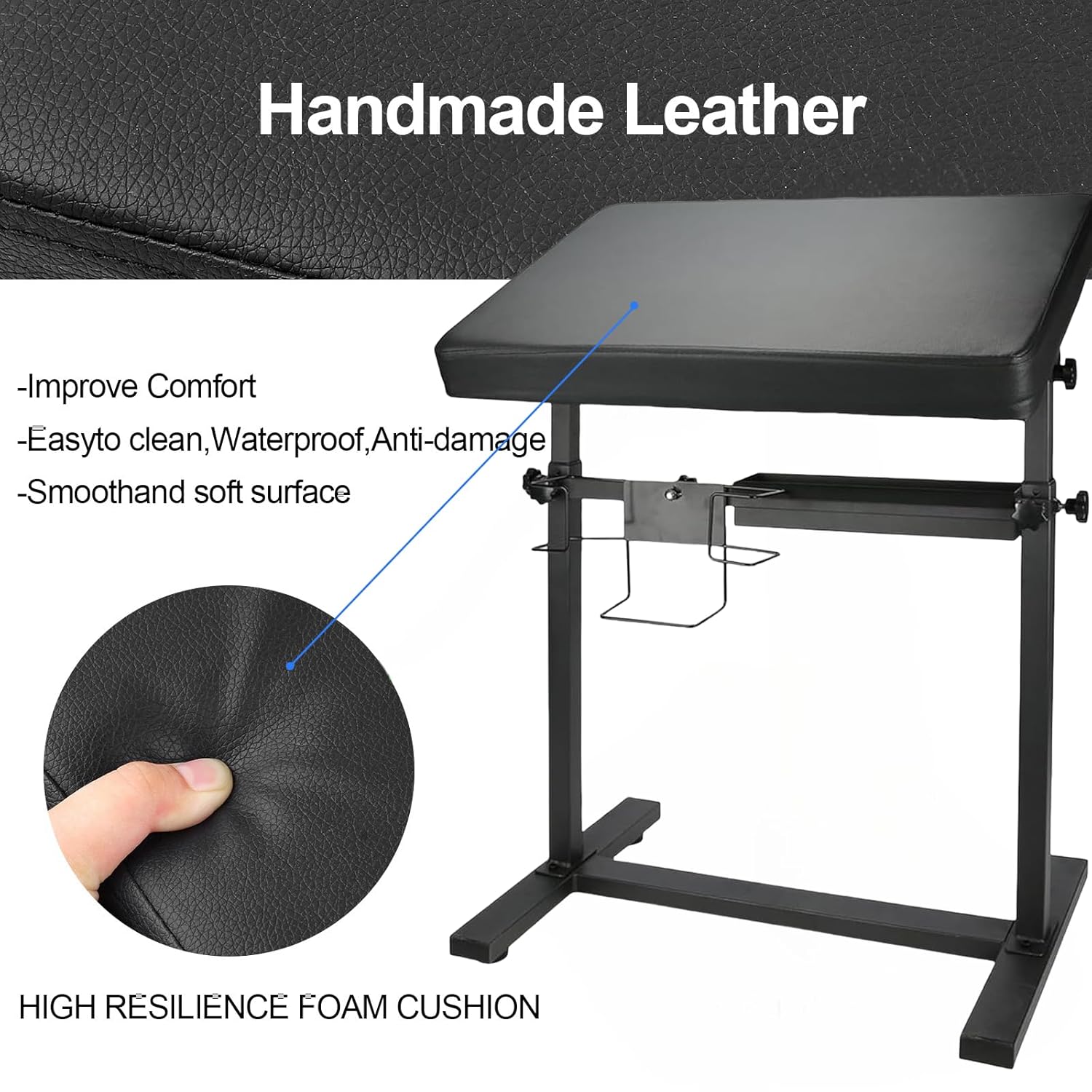 Large Tattoo Armrest Stand，Tattoo Arm Rest with PU Leather Soft Sponge, Armrest Tattoo with Rack and Storage Compartment, 180°Rotation Adjustable Height & Angel for Tattoo Station Tattoo Equipment