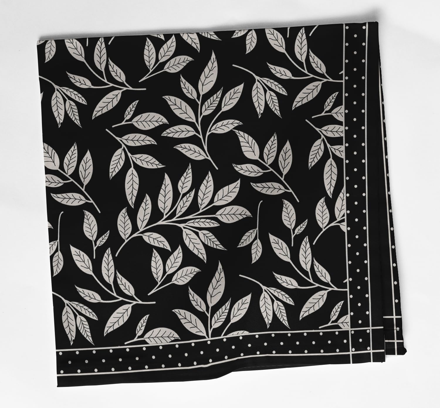 Designer Cotton Twill Napkins - Set of 12, 20-Inch, Leaves Pattern, Durable & Absorbent Cloth Napkins for Dining, Parties, and Home Decor - Machine Washable