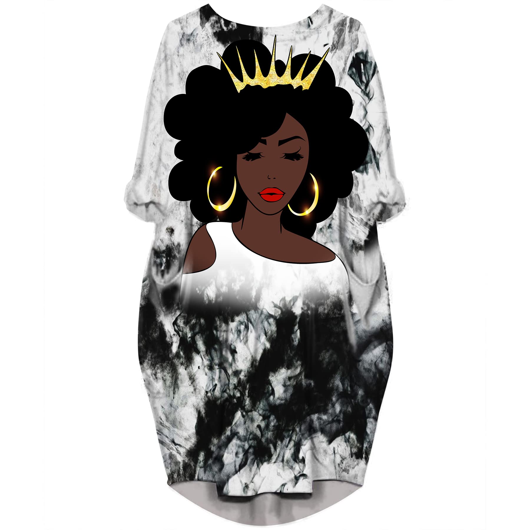 Fashion Women's African American Art Print Dress Casual Loose Dresses