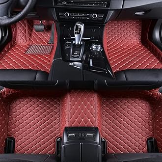 Custom Car Mat Fit for 98.99% Car Models Waterproof Full Coverage All Weather Protection Leather Car Floor Mats (Wine red)