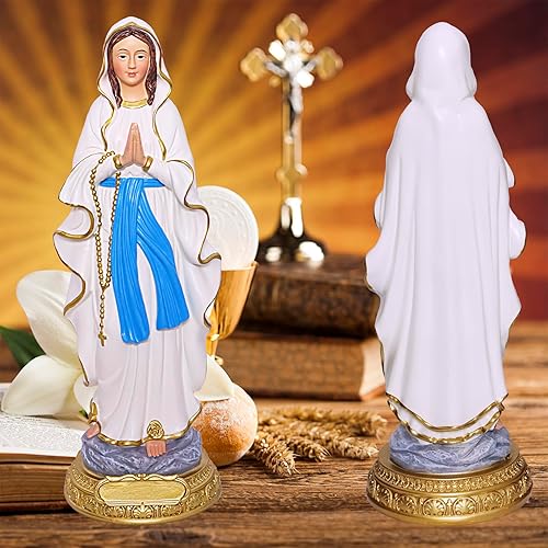 Miniatura 6 de SAINWORDS Estatua de la Virgen María de la Santísima Señora de Lourdes Rosario Escultura Católica Cristiana Religiosa Estatua Jardín al Aire Libre
