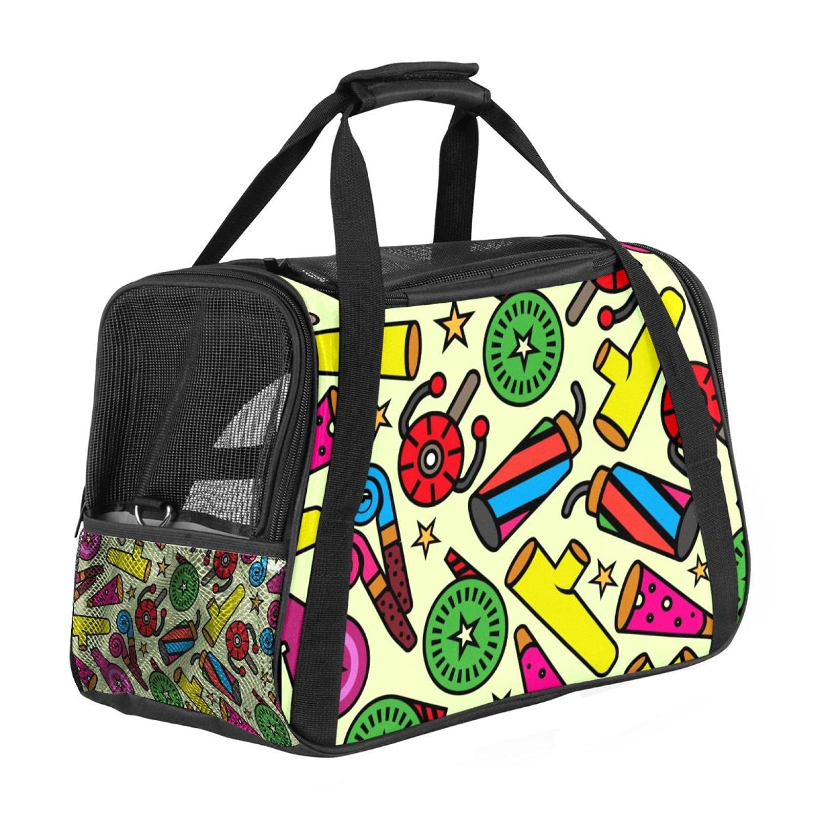 Sac de transport portable pour animal domestique au design premium imprimé jaune