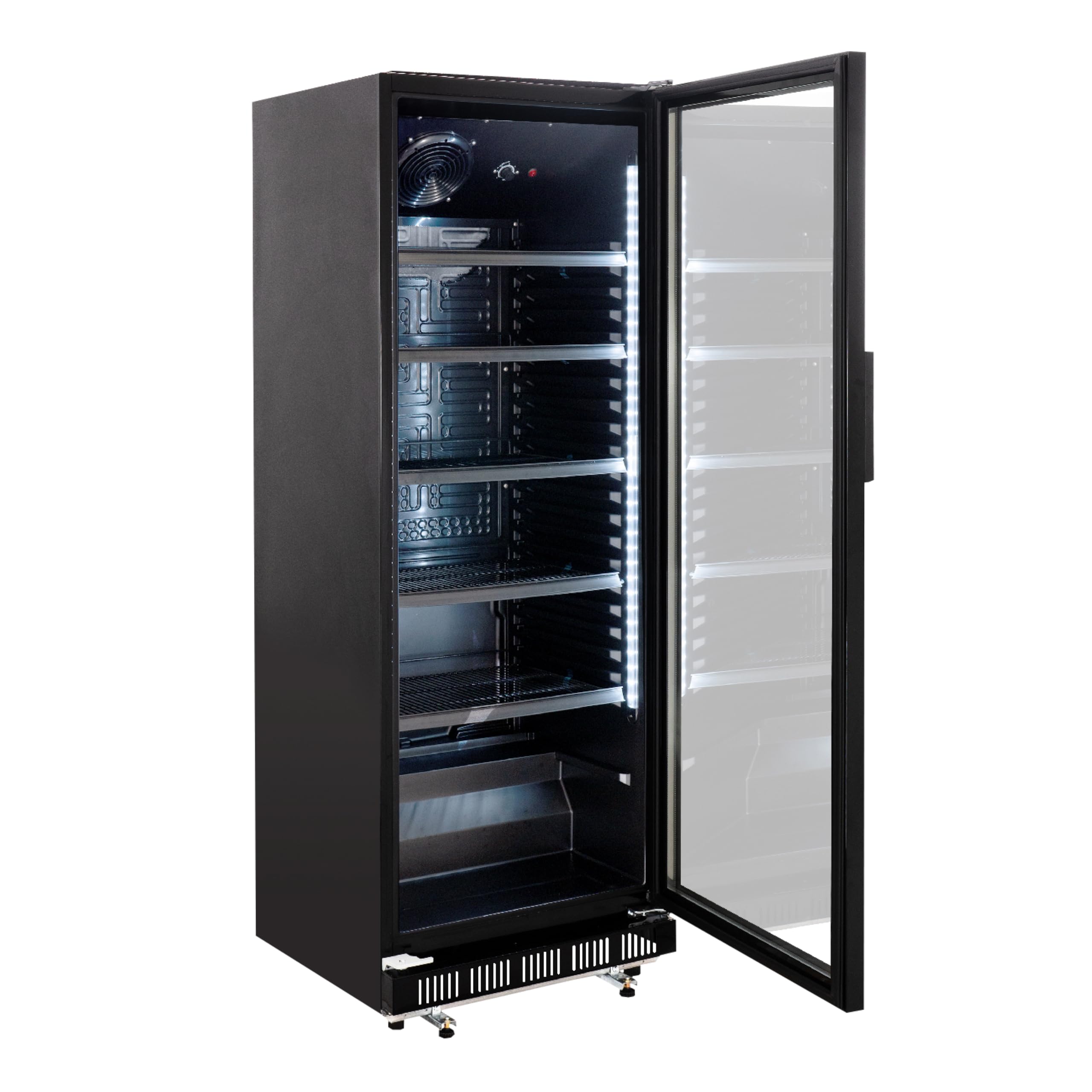 GastroHero Getränkekühlschrank GK-360BB | 360 L | Flaschenkühlschrank mit Glastür & LED | abschließbar | Bierkühlschrank | Kühlschrank für Gastronomie