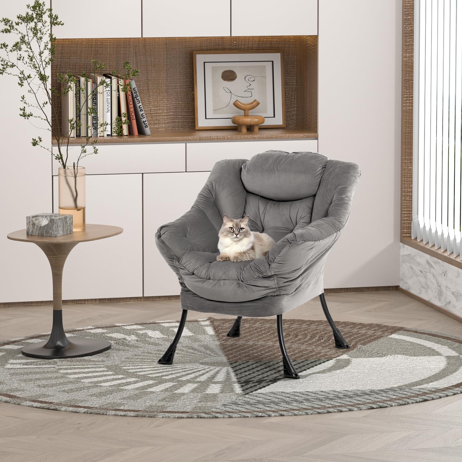 AIMEZO Relax Fauteuil, Lazy Chair Canapé de Loisir Moderne, Fauteuil de Lecture de Loisir pour Chambre/Salon/Balcon, Gris Clair