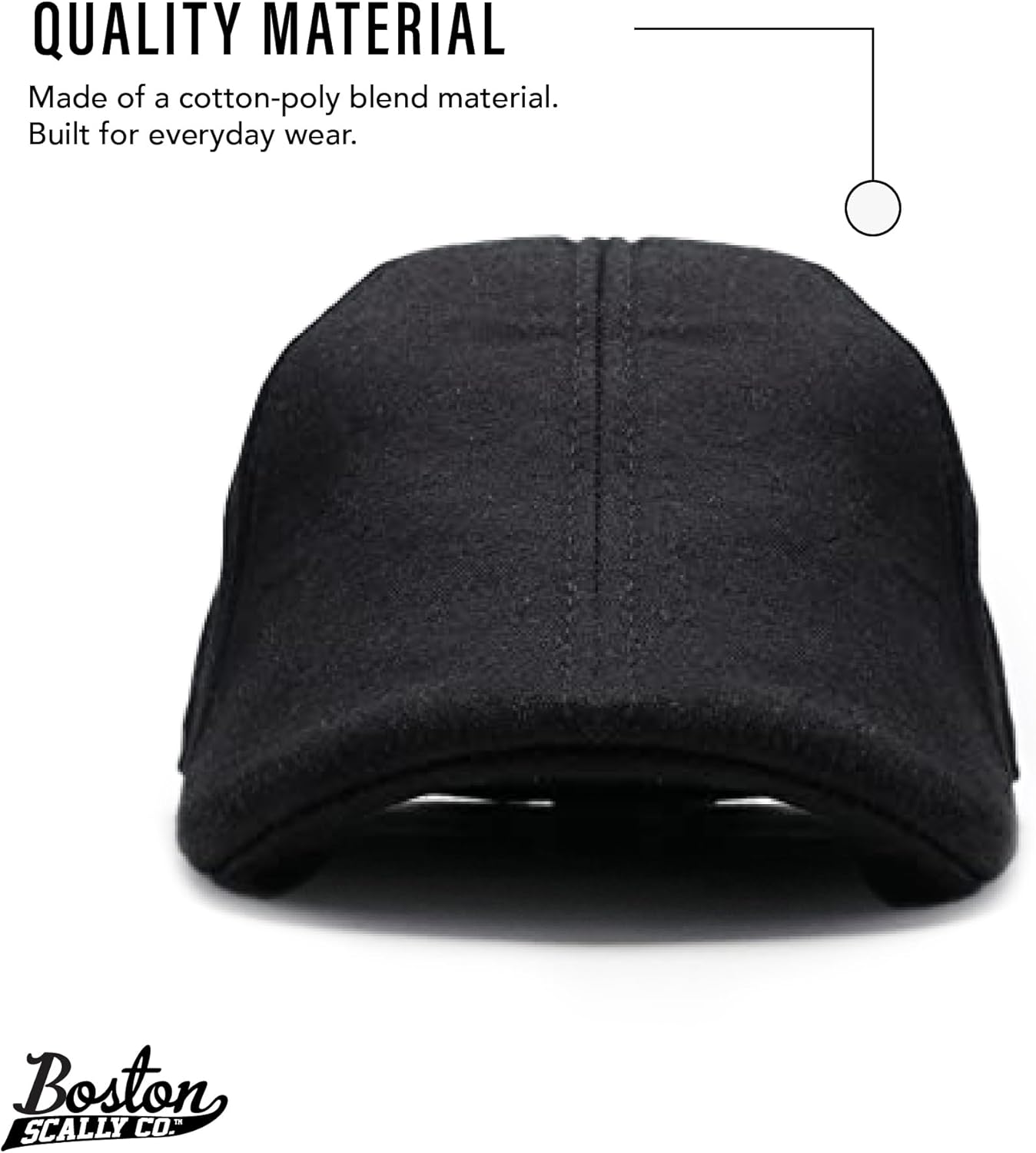 The Original Boston Scally Cap - The Scrapper Newsboy Flat Cap - 6 Panel Cotton Fitted Hat for Men - Black - Image 2