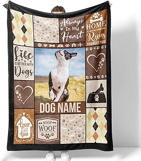 KOBALO Life with Dogs Personalized Name Photo Blanket to Pet People Dog Owners Men Women Family Friends on Birthday Holidays Occasions Cozy Throw Fleece Sherpa Blankets