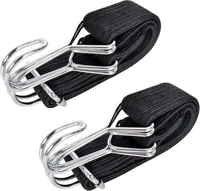 2 Stück Spanngurte mit Haken, verstellbare Gummibänder für Fahrrad & Transport