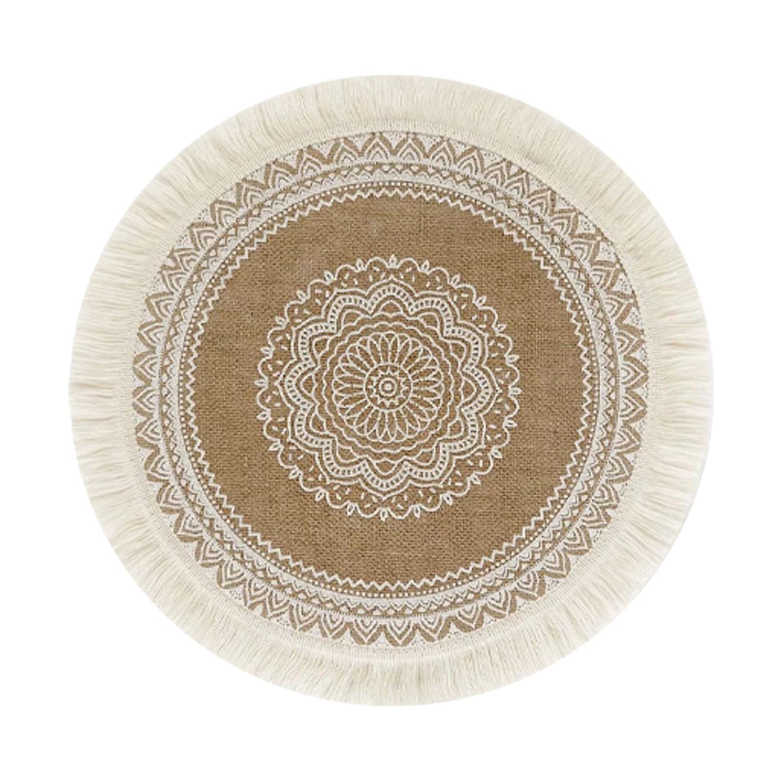 Table Place Mats Placemats and Coasters,Rattan Trivet Mats Heat Insulation Handmade Cotton Flax Dining Table Non-Slip Placemat for Kitchen - 1