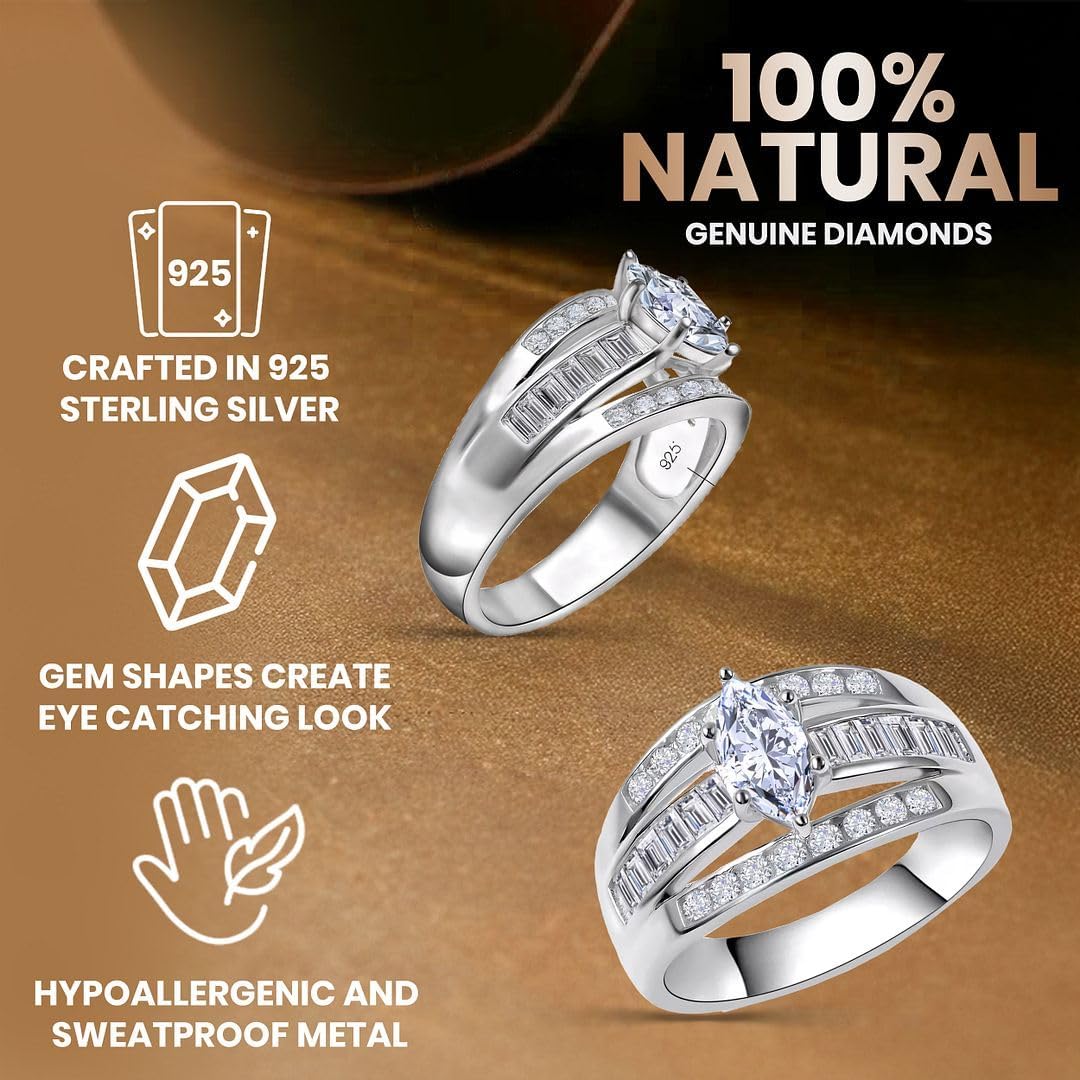 SHOP LC DELIVERING JOY Cubic Zirconia Ring CZ in 925 Sterling Silver - Engagement Rings for Women Promise Rings for Her - Cute Anniversary Statement Cubic Zirconia Jewelry Gifts for Womens 3-4.5 ctw