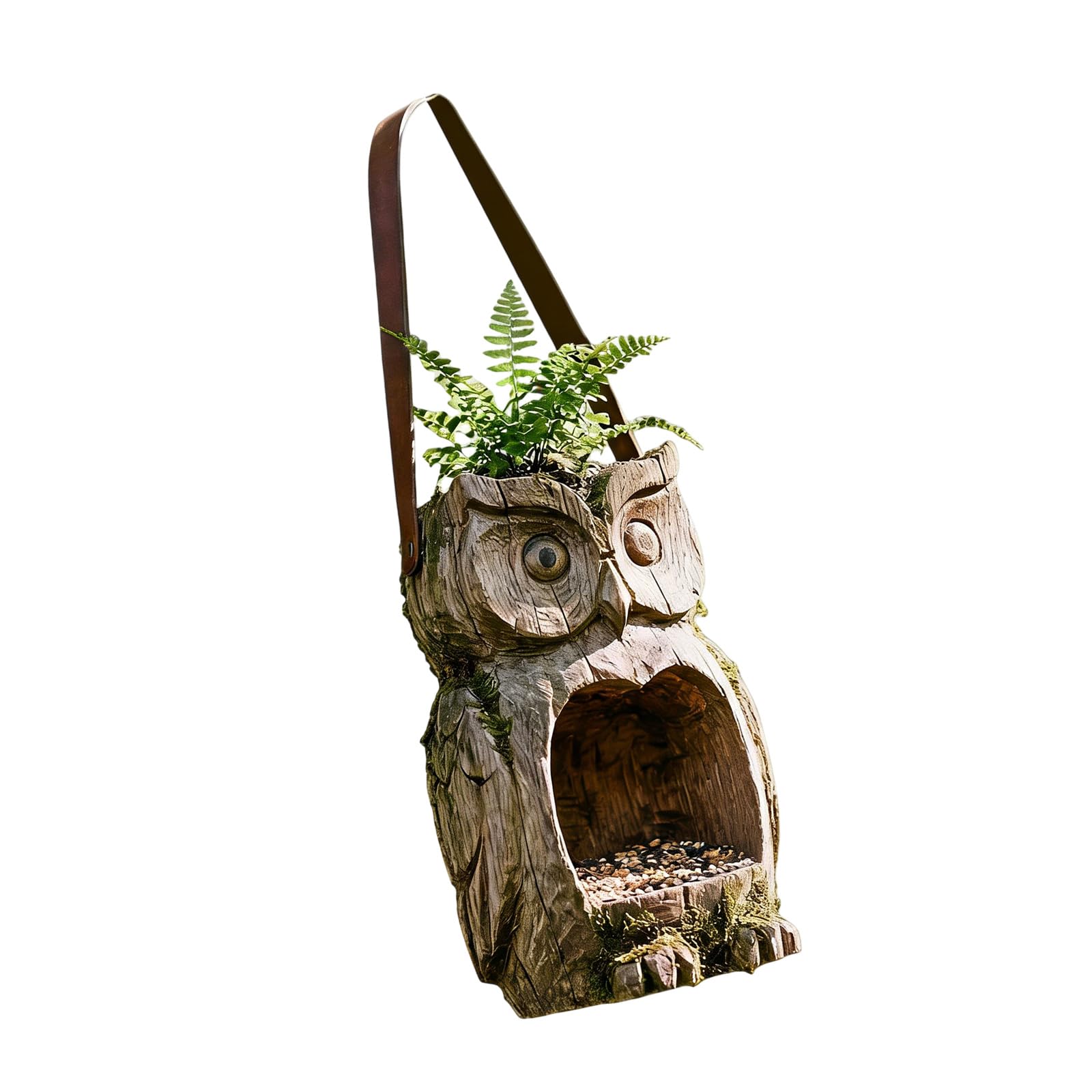 LUCKGONI Owl Shape Bird Feeder for Outdoor Hanging Bird Feeder Wild Birds Resin Hanging Large for Chickadees
