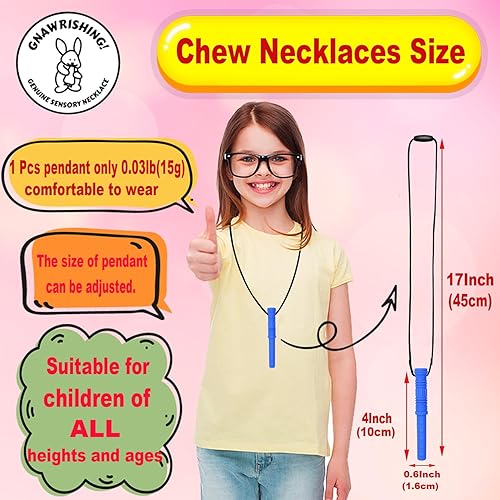 Miniatura 5 de Collar masticable de 6 piezas perfecto para autismo, TDAH, SPD, motor oral para niños, niños y niñas (resistente, de larga duración)