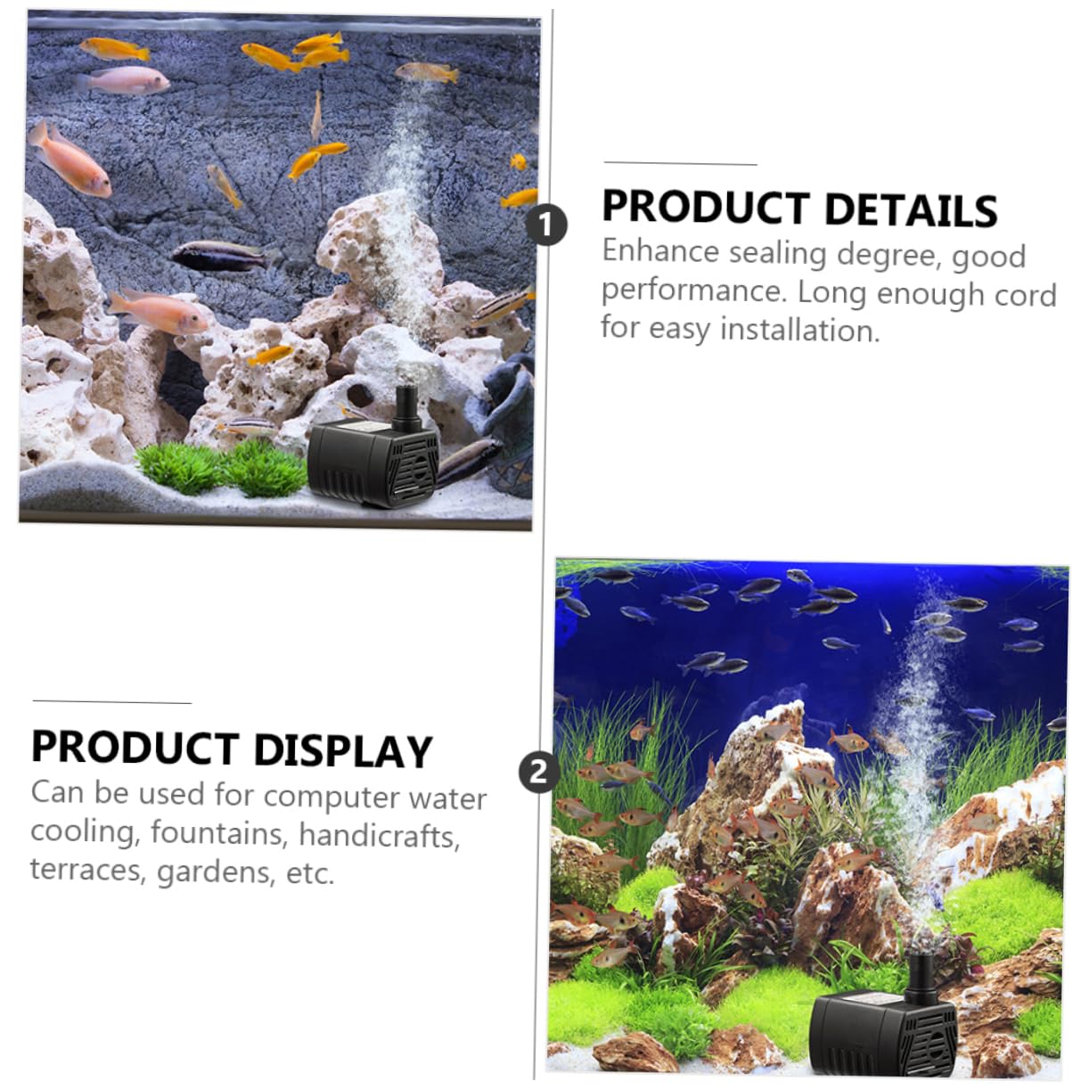 Kisangel 3 Pezzi Pompa Submersibile per Acquari e Fontane Silenziosa e Resistente per Acquatici Raffreddamento per Computer