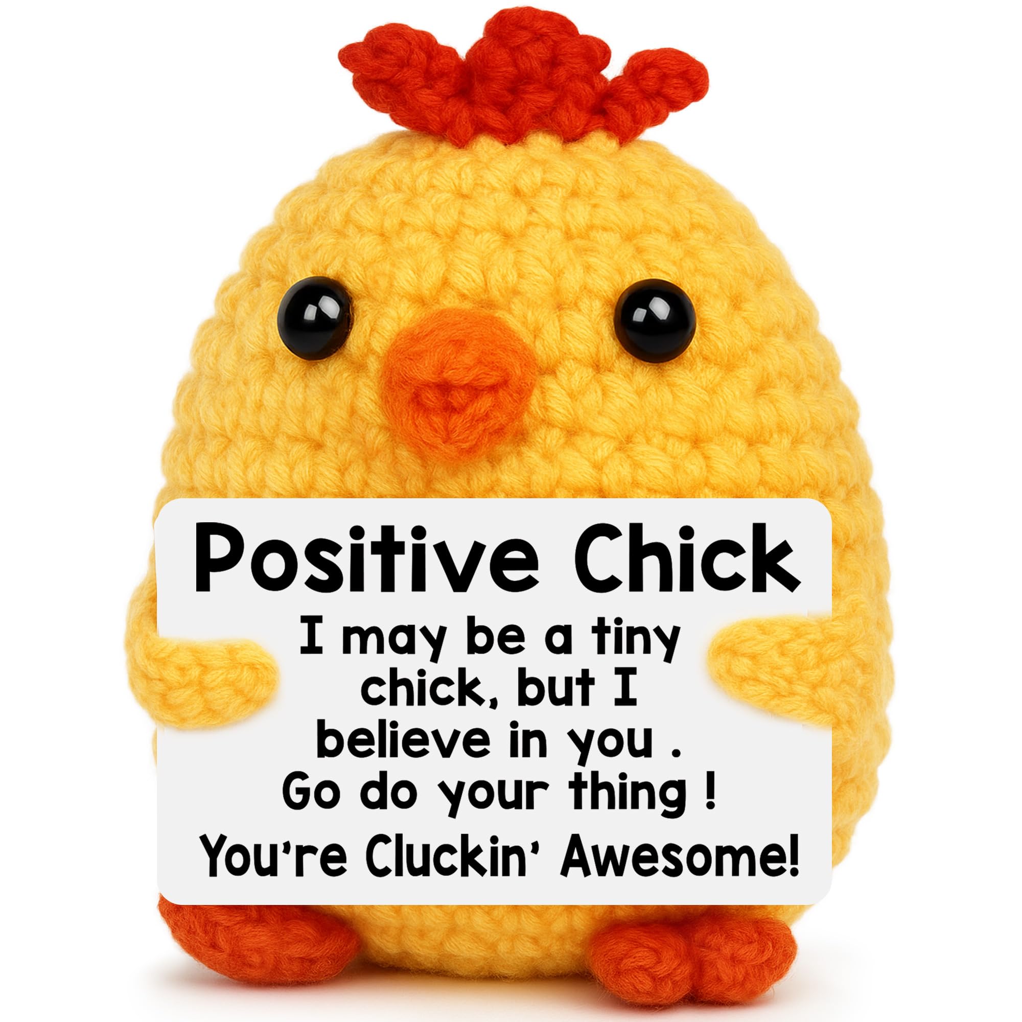 Mini Chicken Positive Crochet Animals Birthday Gifts for Women, Boss Day Gifts, Halloween Christmas Stocking Stuffer Gift for Friend Coworker, Cute Stuff Emotional Cheer Up Support Handmade Chick