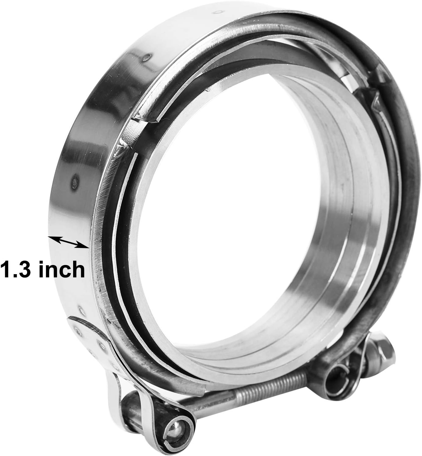 BLACKHORSE-RACING 4" Inch V Band Clamp with Stainless Steel Flange 4 Inch V Band Bolt Clamp with 2 Male Female Flanges for Turbo Pipe Performance Exhaust Sysformance Exhaust Pipes