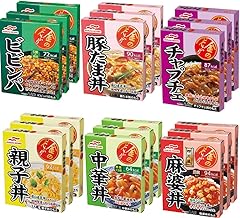 Set of 18: Gold Donburi 6 Assorted Set (Oyakodon, Mabo-don, Sansai Mushroom Rice Bowl, Bibimbap, Pork Tama Rice Bowl), 3 Each